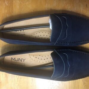 Marc Joseph Navy Blue Suede Leather Loafers For Women Size 8